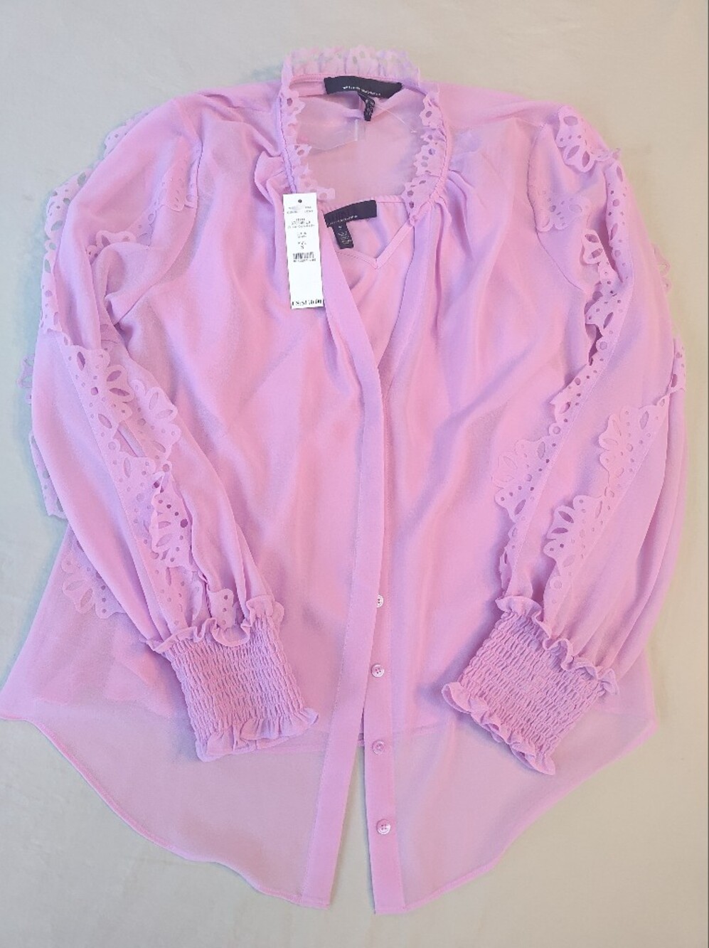 Women’s Lavender Eyelet Detail White House Black Market Blouse S